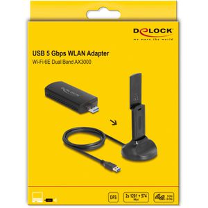 Produktbild für WLAN-Adapter DeLock AX3000, 12773, USB 3.0