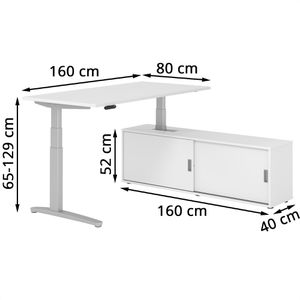 Produktbild für Schreibtisch Hammerbacher XBHM, 30265, weiß, mit Sideboard