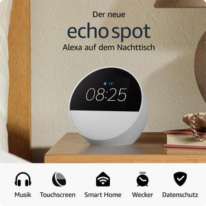 Produktbild für Wecker Amazon Echo Spot 2024 weiß, digital