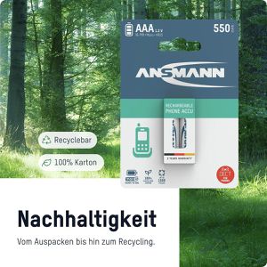 Produktbild für Akku Ansmann Phone DECT maxE, 1,2 V, 550 mAh