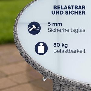 Produktbild für Gartentisch CASARIA 109728, grau, UV-beständig, rund