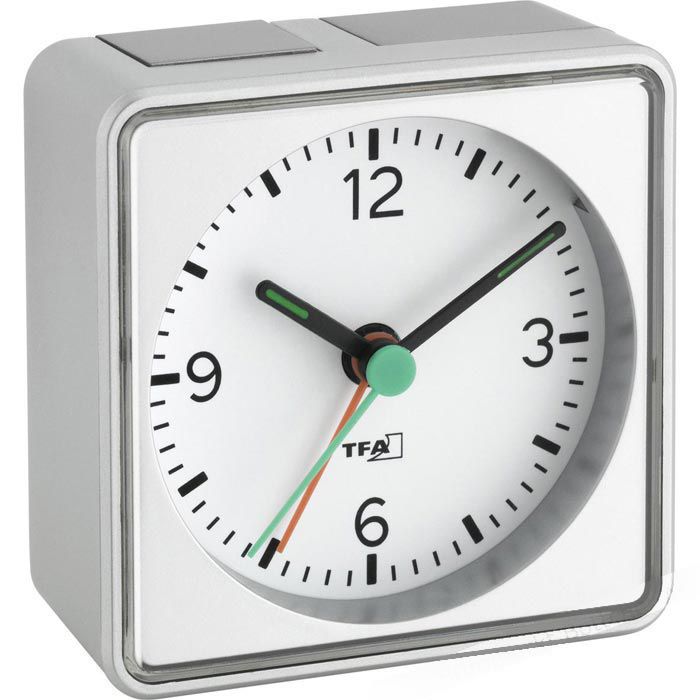 TFA Wecker Push silber, analog, Quarzuhr – Böttcher AG