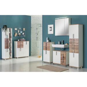 Produktbild für Badschrank Schildmeyer Luca 135872, mit 4 Füßen, weiß / eiche