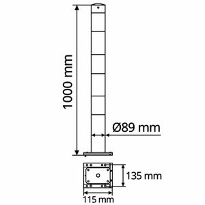 Produktbild für Absperrpfosten Schake 489APBG+2, 2 Ösen, schwarz/gelb, Metall