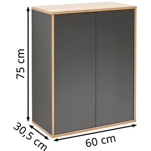 Produktbild für Bad-Hängeschrank Fackelmann Finn 84611, matt anthrazit / eiche
