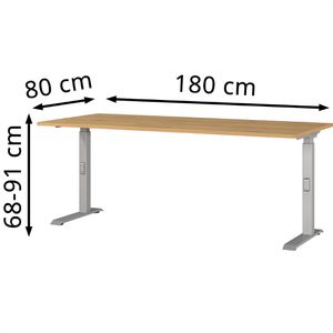 Produktbild für Schreibtisch Germania Mailand, 7912-638, eiche / silber