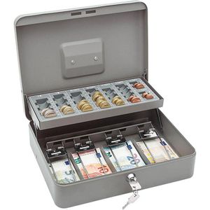 ACROPAQ Geldkassette abschließbar - Kasse mit Münzzählbrett, Groß 24 x 30 x  9 cm - Abschließbare Box, Geldkasse, Geldkoffer geeignet für