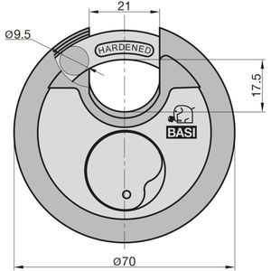 Produktbild für Vorhängeschloss BASI 6100-7021-7025, 70mm