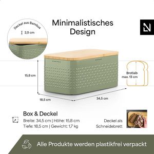 Produktbild für Brotkasten LARS-NYSØM Glaede Sage Green, Stahl / Bambus