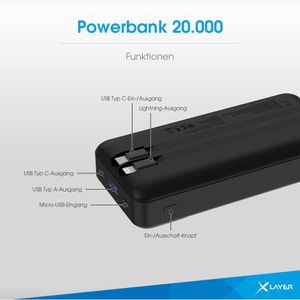 Produktbild für Powerbank XLayer 220140 PD 20W, 20000mAh