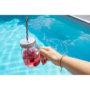 Produktbild für Trinkgläser Zeller 19747, mit Deckel und Strohhalm