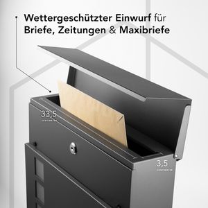 Produktbild für Briefkasten NewHabitat 59485 London, anthrazit, aus Stahl