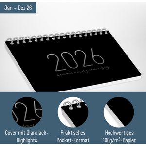 Produktbild für Tischkalender Häfft 9964-9, Black Edition, 2026
