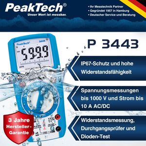 Produktbild für Multimeter PeakTech P 3443, digital, RMS