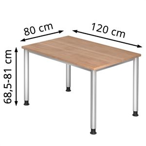 Produktbild für Schreibtisch Hammerbacher H-Serie, nussbaum / silber