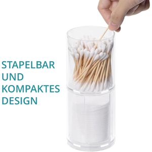 Produktbild für Wattestäbchenbehälter Navaris transparent, mit Bambusdeckel