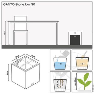 Produktbild für Übertopf Lechuza CANTO Stone 30 low, quarzweiß, 30 x 30 x 30cm