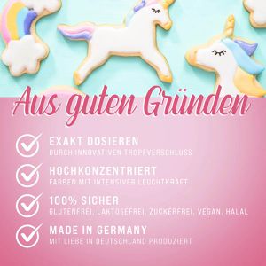 Produktbild für Lebensmittelfarbe Belissia Set Einhorn, wasserlöslich