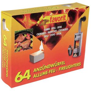 Favorit Grillanzünder Anzündwürfel 1249, Kerosinbasis, weiß, brennstark, 64 Stück , 64 Stück