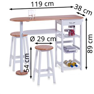 Produktbild für Bartisch Zeller 13776, bambus / weiß