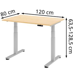 Produktbild für Schreibtisch Hammerbacher XDSM 12, ahorn / silber
