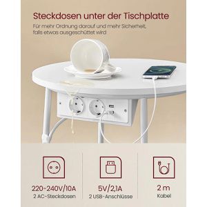 Produktbild für Beistelltisch Vasagle LET228W02, weiß / natur, Holz / Metall