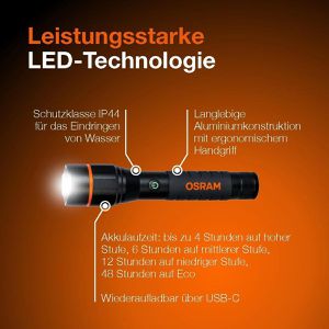 Produktbild für Taschenlampe OSRAM LEDinspect TORCH 1200 LED, aufladbar