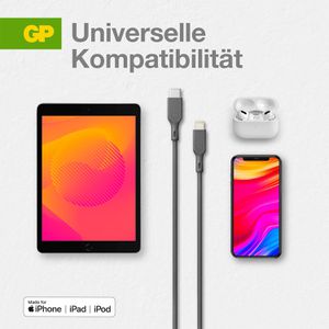 Produktbild für Ladekabel GP Batteries GPCBCL1PGYUSB221, grau, 1m