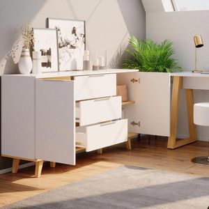 Produktbild für Sideboard Vicco Nautica, aus Hoz, weiß / eiche
