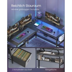 Produktbild für Schreibtisch Vasagle LWD095B01, schwarz / schwarz