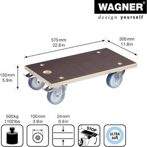 Produktbild für Möbelroller Wagner-System MM1341 TPE-Rollen Bremse