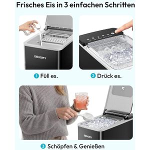Produktbild für Eiswürfelmaschine EUHOMY Kunststoff, IM021-BBL, schwarz
