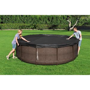 Produktbild für Poolabdeckung Bestway 58037, aus PVC, schwarz, mit Spannseil