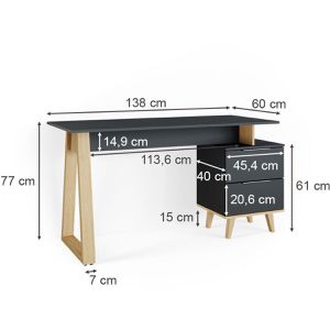 Produktbild für Schreibtisch Vicco Nautica L, anthrazit / buche