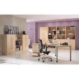 Produktbild für Schreibtisch Hammerbacher H-Serie, ahorn / silber