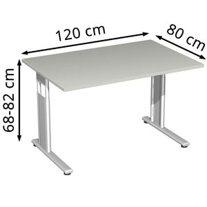 Produktbild für Schreibtisch Geramöbel Flex S-617102-LS, lichtgrau / silber
