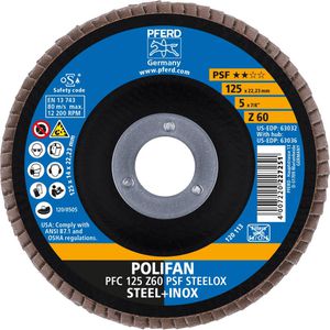Produktbild für Fächerschleifscheibe PFERD-TOOLS PFC 125 Z60 PSF STEELOX