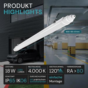 Produktbild für Feuchtraumleuchte Luxula LX200140, LED mit 18 Watt