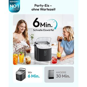 Produktbild für Eiswürfelmaschine EUHOMY Kunststoff, IM016-BBL, schwarz