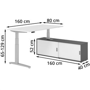 Produktbild für Schreibtisch Hammerbacher XBHM, 30319, weiß, mit Sideboard