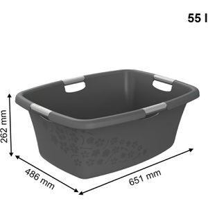 Produktbild für Wäschekorb Rotho Flowers, anthrazit, mit 4 Griffen