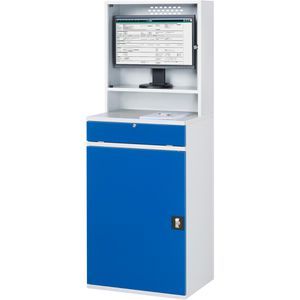 Produktbild für Computerschrank Rau Modell 65, lichtgrau / blau