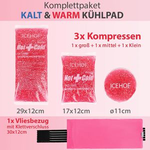Produktbild für Kühlkompresse ICEHOF Kühlpad 3er Set, mit Hülle