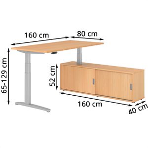 Produktbild für Schreibtisch Hammerbacher XBHM, 30234, buche, mit Sideboard
