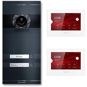 Produktbild für Türsprechanlage Metzler VDM10 2.0 anthrazit, 2 Monitore, LAN