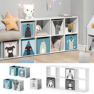 Produktbild für Bücherregal Vicco Scutum, weiß, mit 8 Faltboxen