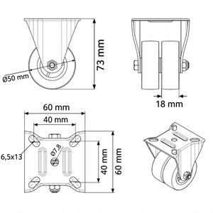 Produktbild für Möbelrolle SO-TECH 130694, mit Anschraubplatte