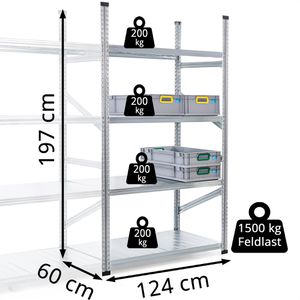 Produktbild für Anbauregal GEWE 612A4R, 4 Metallböden