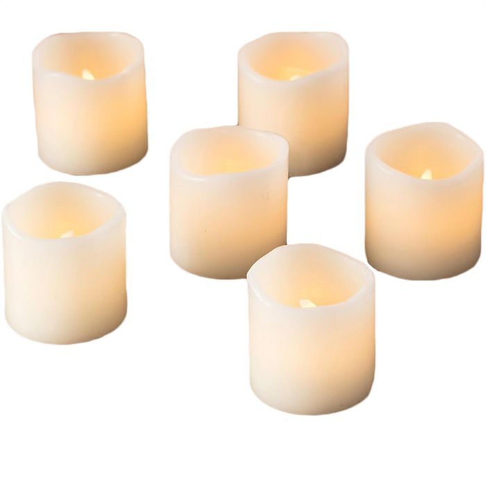 lights4fun LED-Kerze Echtwachs creme, 5 x 4,5 cm (HxØ), 6er Set – Böttcher AG