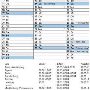 Produktbild für Tafelkalender Böttcher-AG 5007, blau, mit Ferienübersicht